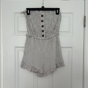 Cute Striped Button-Up Romper